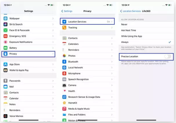 Enable Precise Location iPhone