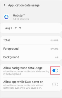 Turn on Allow background data usage