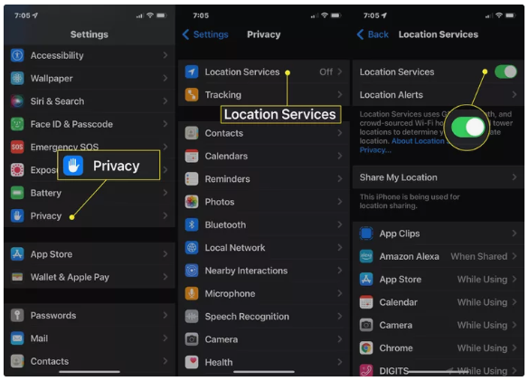 Enable Location Services iPhone