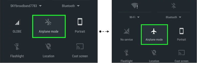 Enable Airplane mode Android