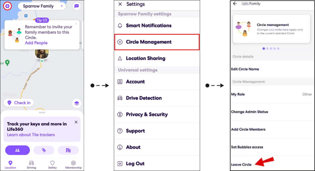 離開 Life360 Circle