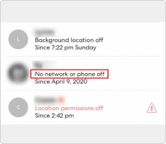 Life360 No network or phone off