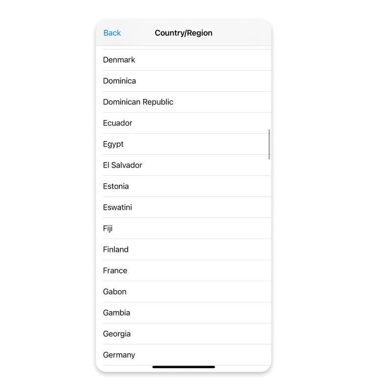 select Country | app store change location