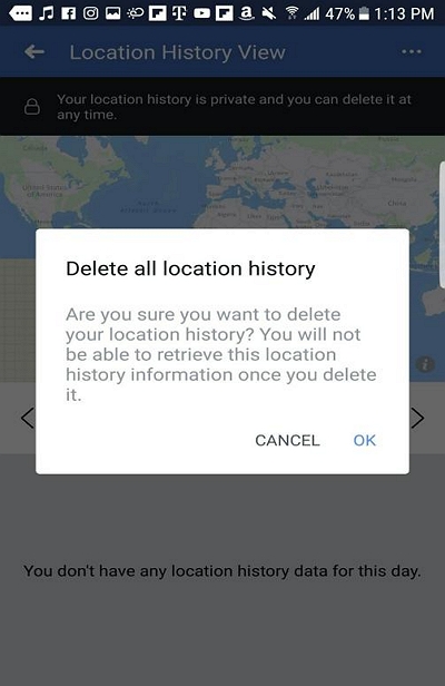 confirm the operation | View Facebook Location History