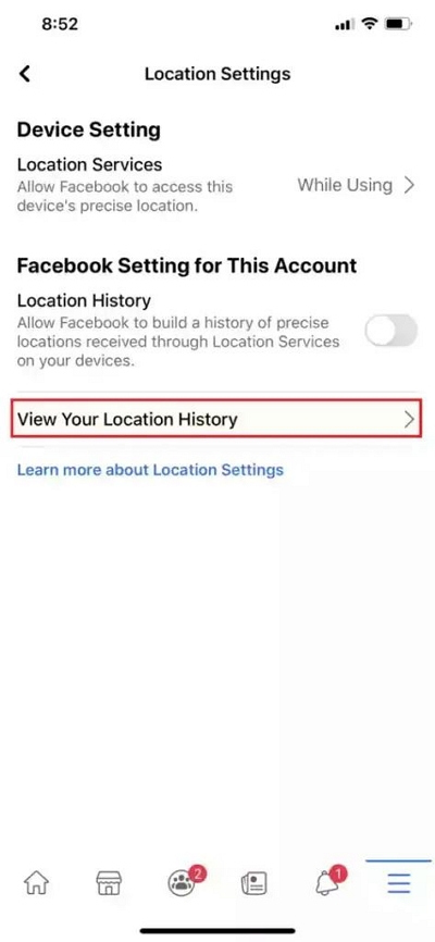 Disable Facebook Location History on iPhone 3 | View Facebook Location History