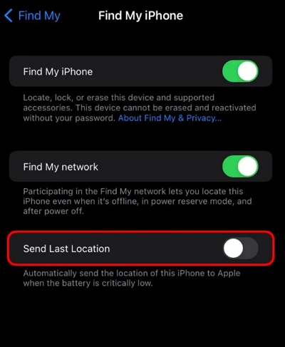 Send Last Location | Find My iPhone Last Location
