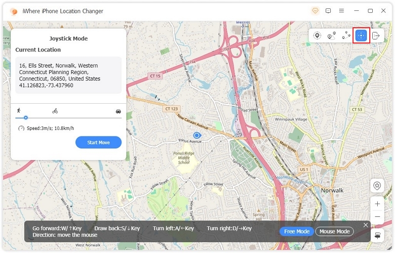 iWhere Joystick Mode 2 | Guide of iWhere iPhone Loaction Changer