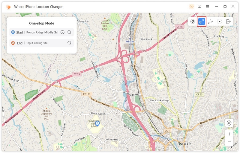 iWhere One stop Mode 2 | Guide of iWhere iPhone Loaction Changer