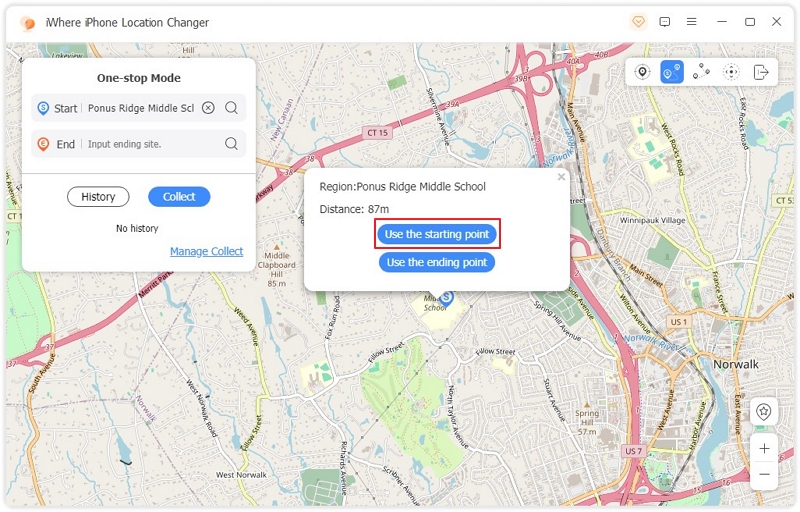 iWhere One stop Mode 3 | Guide of iWhere iPhone Loaction Changer