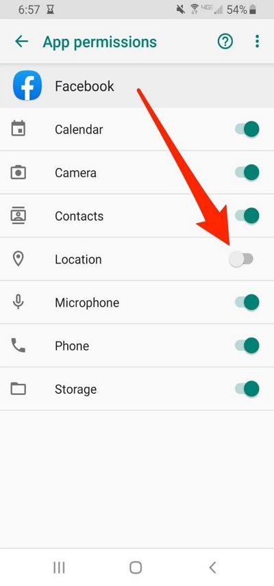 Find Location and toggle it off | turn off facebook location