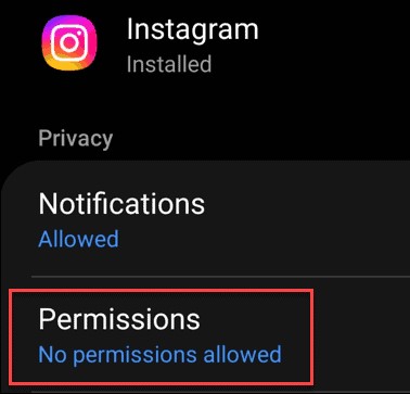 Choose Permissions | Turn Off Location on Instagram