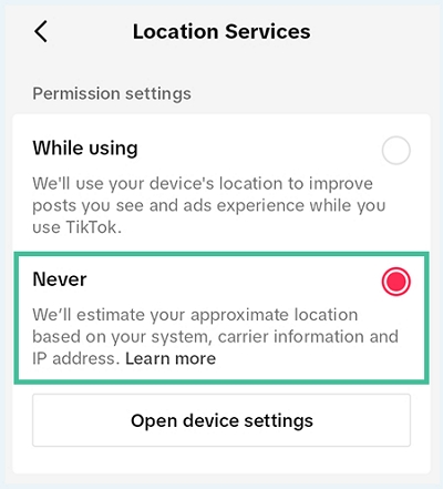 access your location | Turn Off Location on TikTok