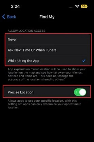 Ask Time or When I Share | No Location Found Mean