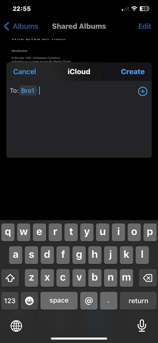 tap Create | Add Location to Photos on iPhone