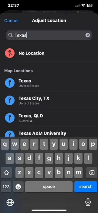 set a location | Add Location to Photos on iPhone