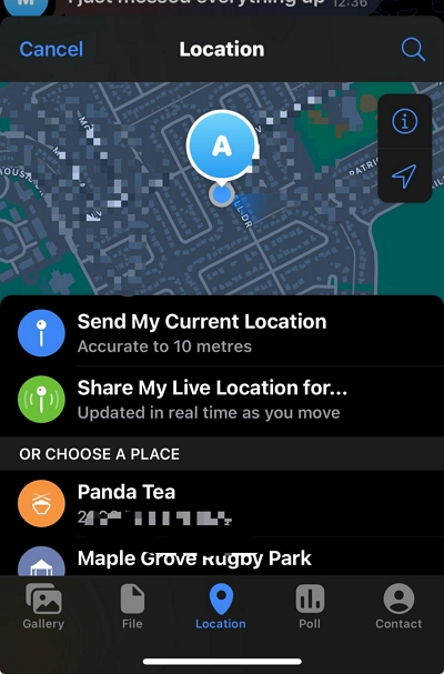 Send My Current Location | fake location on telegram