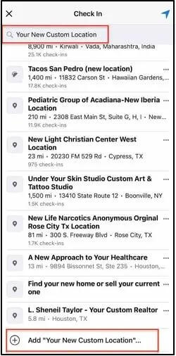 add new custom location Facebook | Send Location on Instagram