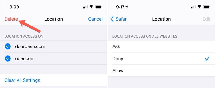 allow Safari sites to access location | why is my safari location wrong on my iphone