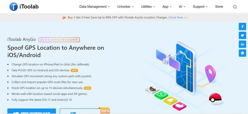 iToolab AnyGo | fake gps location joystick apps
