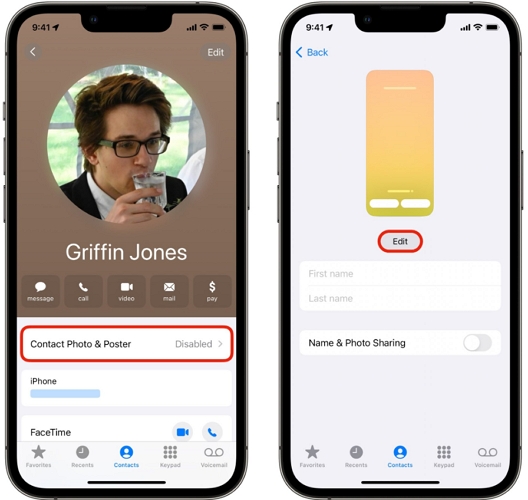 更改聯繫海報 | iPhone 共享位置不起作用