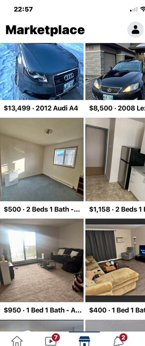 點擊個人資料圖示 | Facebook Marketplace 銷售地點錯誤