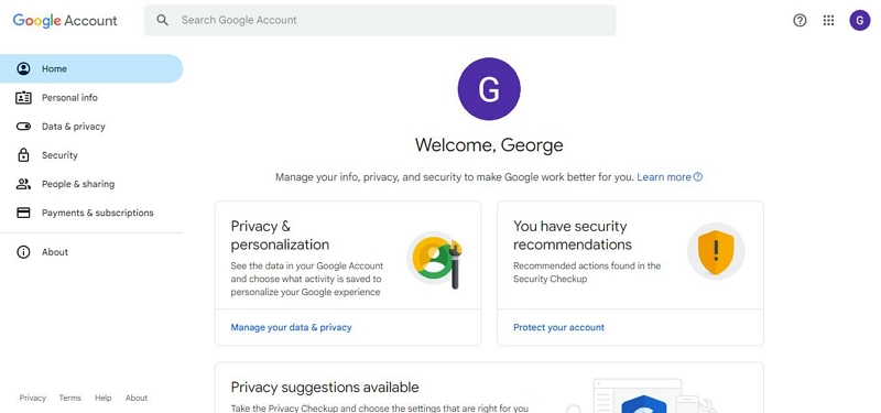 select payment subscriptions | Change Location in Google Account