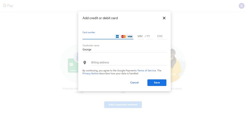 manage payment methods | Change Location in Google Account