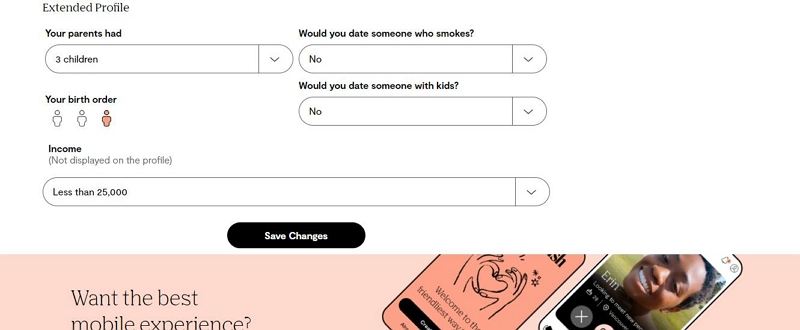 save changes | change location plenty of fish