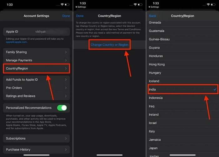 select country | Update Location on iPhone