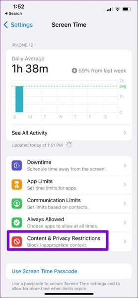 tap Content and Privacy Restrictions | iPhone Location Services Not Working