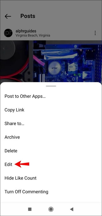 tap View Account | Change Location on Instagram