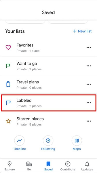 choose Labeled | Update Location on iPhone