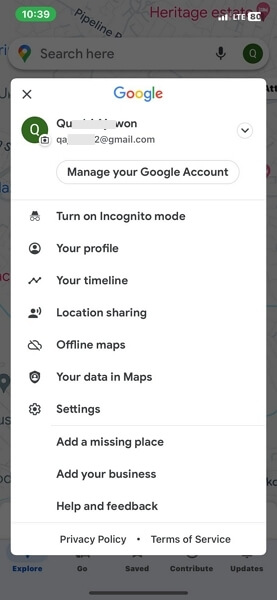 Tippen Sie auf Standortfreigabe | Standort auf Google Maps teilen
