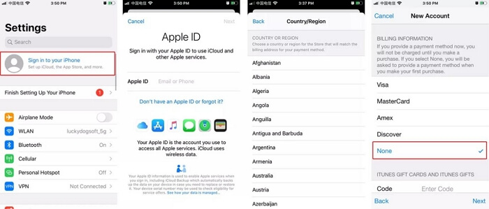 Wählen Sie Keine Apple-ID-Zahlung | App Store-Standort ohne Kreditkarte ändern