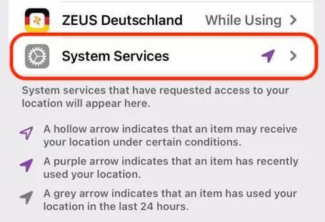 click System Services | Check iPhone Location History