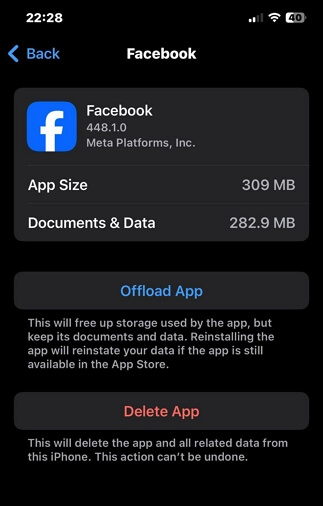點擊刪除應用程式 | Facebook Marketplace 銷售地點錯誤