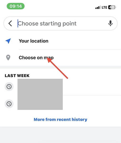 select Choose on map | Fastest Route Home from My Location
