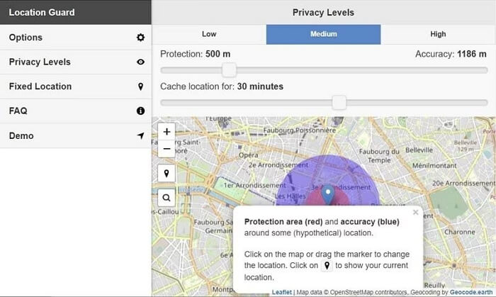 click Privacy Levels | Fake Google Chrome Location