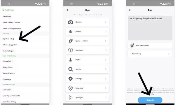 聯絡 Snapchat 支援團隊 | iPhone 上的 Snapchat 位置不起作用