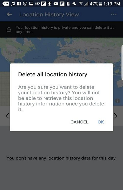 操作を確認する | Facebookのロケーション履歴を表示する
