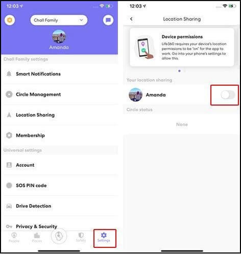 disable circle location in Life360 | does deleting life360 stop location sharing on iphone