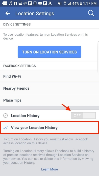 Android 3 で Facebook のロケーション履歴を無効にする | Facebook のロケーション履歴を表示する