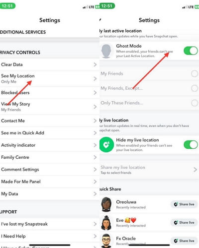 禁用 Snapchat Ghost 模式 | iPhone 上的 Snapchat 位置不起作用