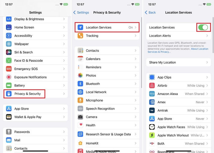 enable location services | tracking location on iphone