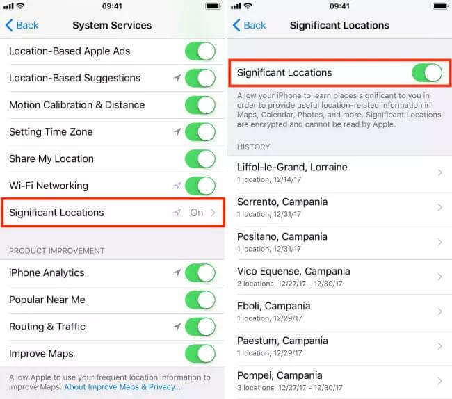 location services | how to check iphone location history