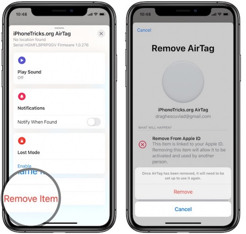 remove and add airtag on find my app | why is my airtag not updating location