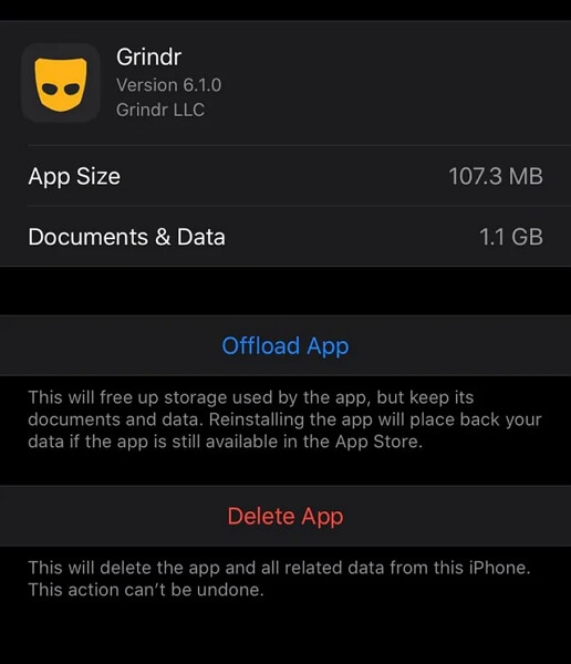 choose Uninstall App | Grindr Location Not Updating