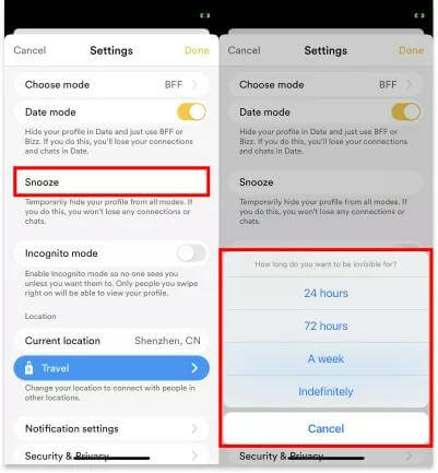 hide Bumble location with Snooze Mode | How Does Bumble Location Work