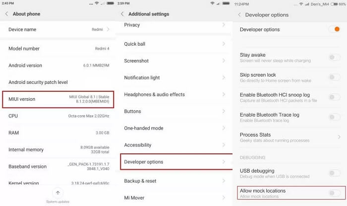 enable Allow mock location | Change Location on Skout