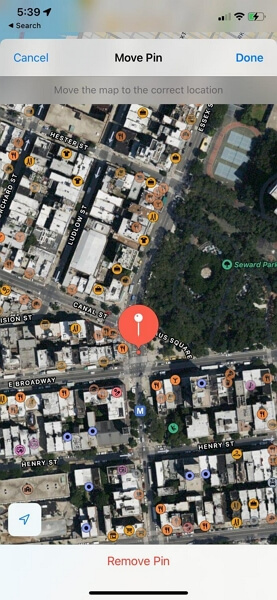 tap Done | Drop Pin Location iPhone
